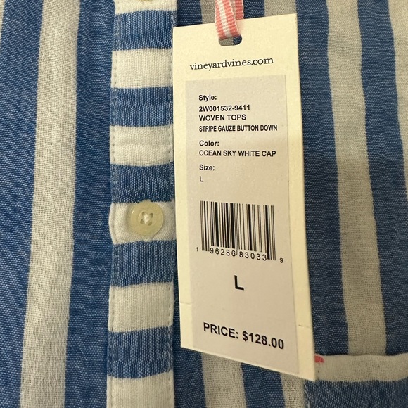New Seastitch Double Gauze Breezy Stripe Button - Vineyard Vines - Large - Picture 2 of 4